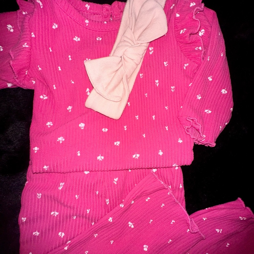 Carter’s Ribbed Set w flowers and ruffles (6m)